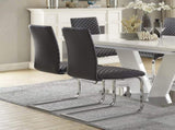 Sleek Contemporary Style Side Chairs Set of 2, Gray Faux Leather Diamond Pattern Stitching Chrome B011P220983