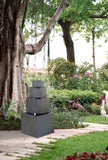 ZNTS 19.7x19.7x41.7" Gray Cement 4 Tier Block Water Fountain Outdoor W2078P178867