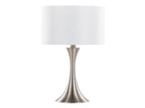 Lenuxe 24" Contemporary Metal Table Lamp in Brushed Nickel with White Semi-gloss Linen Shade from B202P224072