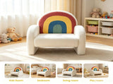 1pc Wooden Frame Armchair Kids Sofa, Rainbow Gradient Teddy Velvet 79752069