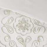 3 Piece Tufted Cotton Chenille Coverlet Set Ivory/Taupe Full/Queen B03597575