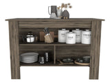 DEPOT E-SHOP Delos Kitchen Island, Four Legs, Three Shelves, Dark Brown B097132965