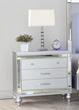 Modern Style Mirror Framed 3-Drawer Nightstand Made with Wood in Silver 808857880529