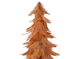 Small Layered Feather Cone Tree Glittered Christmas Decoration - 16" - Rust Orange 51780701