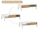 40.16" Rattan Coffee table, sliding door for storage, metal legs, Modern table for living room , W1265121740
