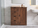 Walnut-colored bathroom tall cabinet MDF with melamine finish 22.04*11.81*32.28in 4 drawers, 1 57421741