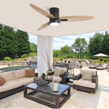 ZNTS 56 Inch Modern Design Flush Mount Ceiling Fan with Light and Remote Control, 3 Solid Wood Blades W934P211146