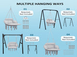 Hanging Hammock Swing Chair with Large Cushion, Steel Frame, Indoor Outdoor, 265 lb Capacity 73995872