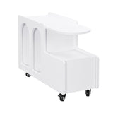 ON-TREND Mobile End Table with lockable wheels, Cream Style Side Table with Storage Drawer, 11.8inch N721P191983K