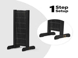 Set of 2 Retractable Cedar Wood Fences Flat-Bottom Style Black 64850953