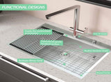 Stainless Steel 30 in 2-Hole Single Bowl Drop-In Workstation Kitchen Sink with Bottom Grid and JYSCS3022BN