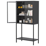 59"H Heavy Duty Metal Storage Cabinet,Sideboards & Buffet,Display Storage Cabinet with Glass Doors W2735P186329