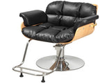 Black Barber Salon & Spa Chair for Hair Stylist with Hydraulic Pump Wooden Beauty Styling Chair for T6686P605582