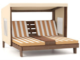 Brown Kids Patio Lounge Chair with Cup Holders and Awning 08669728