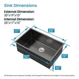 Kitchen Sink 30" x 19" Multifunctional Undermount Workstation Kitchen Sink S304 Stainless Steel T3177P286045