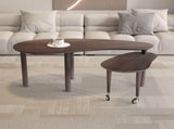 360 degree rotatable coffee table with walnut color wood grain OAK veneer tabletop for living room, W2899P372751
