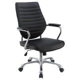 ZNTS Black and Chrome Height Adjustable Swivel Office Chair B062P153797