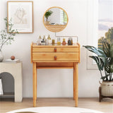 Bamboo vanity with mirror and 2 storage drawers 99206002
