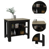 Cala Kitchen Island, Four Legs, Three Shelves -Black / Light Oak B20092006