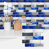 48 Pcs Blue Gray Marble Effect PVC Self-Adhesive Kitchen Backsplash Tiles In Marble Water Resistant 96621934