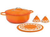 Stainless Steel Handle 5QT Round Enameled Pot Orange Gradient 80490768