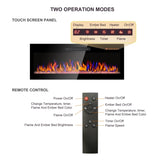 60 inch recessed ultra thin tempered glass front wall mounted electric fireplace with remote and W1769103306