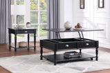 ZNTS Classic Design Black Finish Lift Top Cocktail Table with Casters Bottom Shelf Wooden Traditional B011P175459