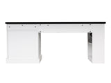 55" Modern Fluted Office Desk with Storage Cabinet & Drawers, Computer Writing Desk with Power 60780719