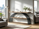 63 Inch 3 Tier Console Table Arched Frame Entryway Sofa Table 63876056