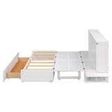 ZNTS Queen Size Mobile Murphy Bed with Drawer and Little Shelves on Each Side,White 86401985