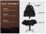 4.5Ft Pre Lit Fir Christmas Tree with Incandescent Warm Lights, Black 33670238