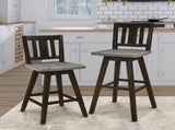 Counter Height Chairs Set of 2, Black Gray 360-degree Swivel Chair Solid Rubberwood Kitchen Dining B011P194907