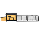 114Wooden Chicken Coop with Outdoor Run, Weatherproof Hen House with Nesting Box, Lockable Doors & 86218078