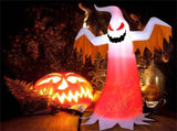 8FT Halloween Inflatable White Ghost - Rotatable Colorful LED Flame Lights, 190T Waterproof 76642105