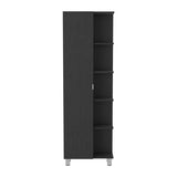 Urano Mirror Linen Cabinet, Four Interior Shelves, Five External Shelves -Black B20091988