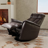 Global Home Swivel Glider Recliner with Manual Adjustable Headrest & Footrest In Faux Leather B339P323104