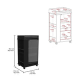 Baltimore Bar Cart with Casters, Glass Door and 2-Side Shelf B200P188862