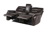 Contemporary Recliner Console Loveseat - Coffee or Wine Color Options - Power Reclining, B081109560