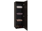 Wardrobe 67" H with Mirror and Vertical Storage Design, Dark Walnut B097P480461