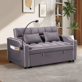 1 multifunctional foldable sofa bed in 3 different lengths, modern sofa, upgraded suede fabric, W1910P268395