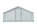 2*2*2m/6.5x6.5x6.5ft Silver Chicken Coop with Pointed Roof, 180g PE Rain Cloth, Metal Chicken and 69924344