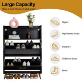 Double Door 6-Layer Shoe Cabinet with High Foot LED Lights Particle Board 80*38*90cm Black 37595118