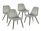 Set of 4 Mid-Century Modern Upholstered Dining Chairs, High Resilience Sponge Curved Seat Sturdy 87770576