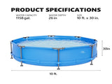 10FT * 30IN Round Above Ground Pool with Blue Iron Frame 87735699