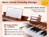 25 Keys Mini Digital Piano for Kids Age 3, Lighted Teaching Mode with 6 Tones & 15 Demo Songs-Brown 73025017
