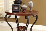 ZNTS Traditional Style Brown Cherry 1pc END TABLE Open Bottom Shelf Ornate Design Living Room Furniture B011P184987