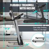 Compact Folding Treadmill for Home - 2.5HP Quiet Brushless Motor, 3-Level Incline, 7.5 MPH, Shock 77102736