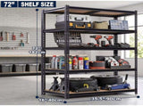 Garage Storage Shelves Heavy Duty 2400 lbs, 72"H Metal Storage Shelves Adjustable 5 Tier Shelving 96486943