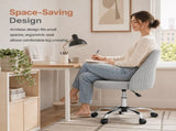 Comfy Office, Adjustable Swivel Desk with Wheels, Wide Seating, Modern Fabric Vanity 81207517