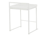 Fuji Contemporary Stackable Counter Stool in White with White Velvet Cushion by LumiSource - Set of B202P222387